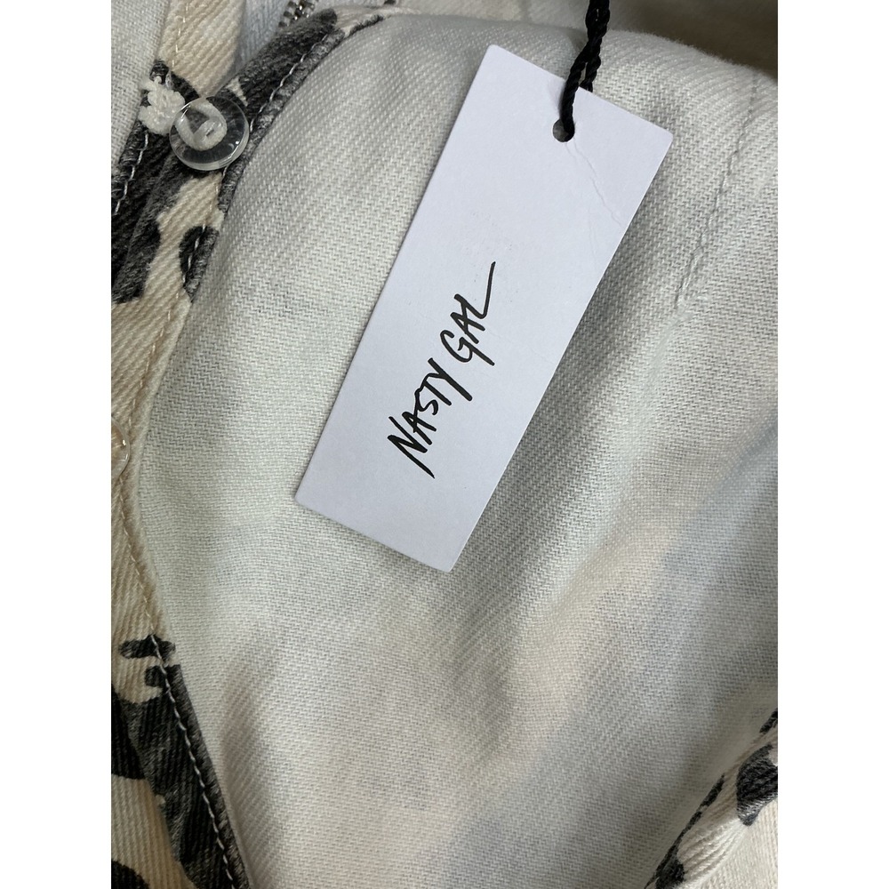 Nasty Gal Dalmatian Print Halter Mini Dress White Black Cutout Denim US 4 NWT - Picture 8 of 12